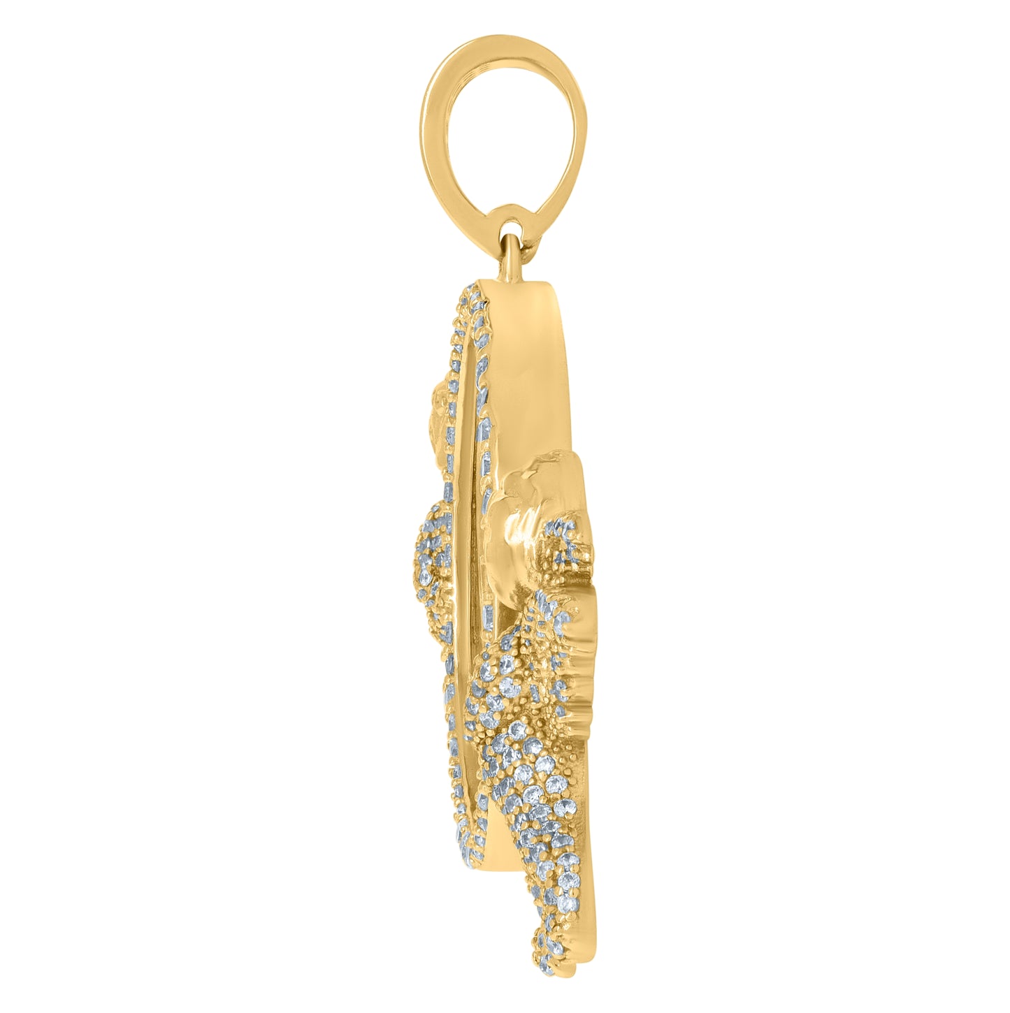Sterling Silver Yellow-Tone Mens Cubic-Zirconia Angels Picture Frame Charm Pendant
