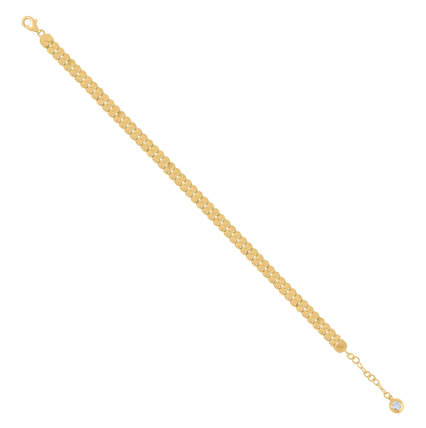 10K Yellow Gold Womens Cubic-Zirconia Fashion Link Bracelet Size 8 Inches