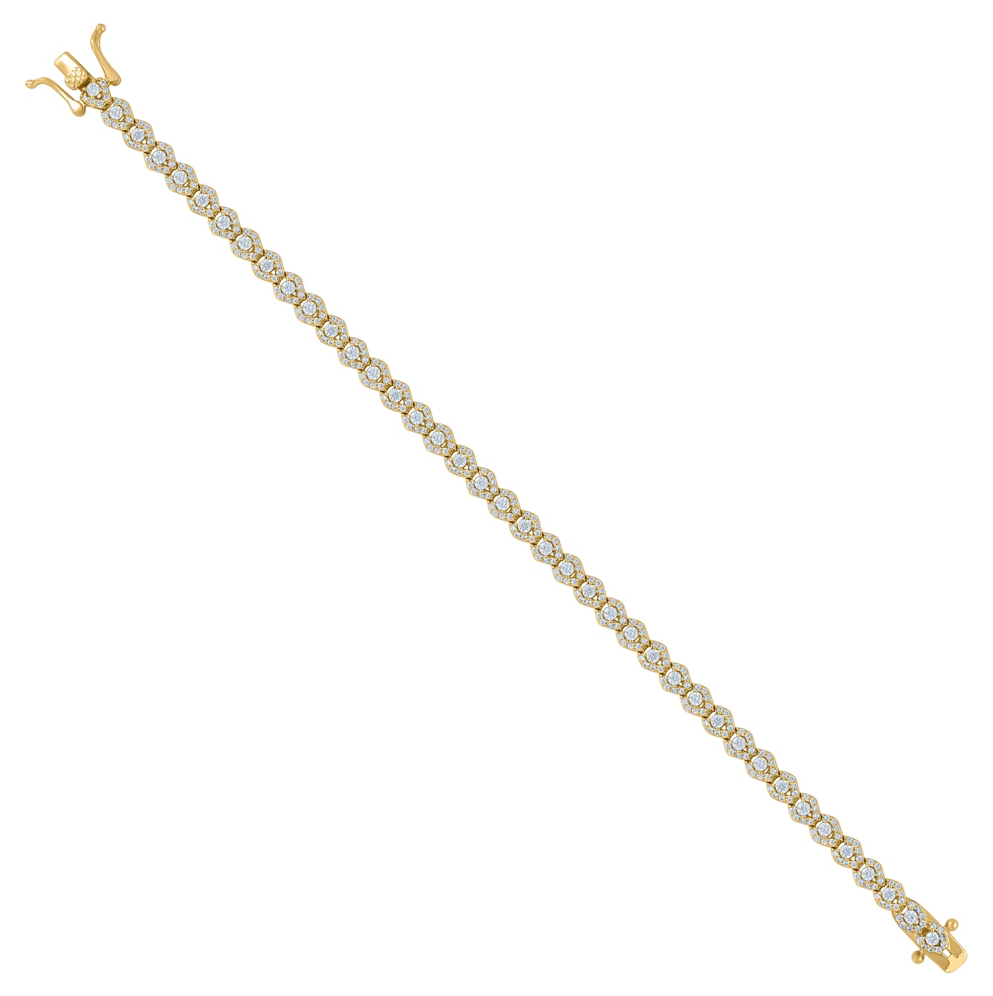 Sterling Silver Womens Cubic-Zirconia Fashion Link Bracelet Size 7 Inches