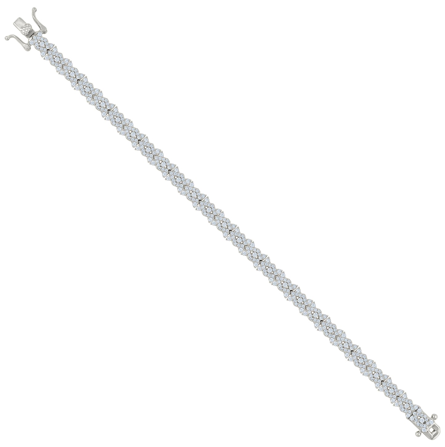 Sterling Silver Womens Cubic-Zirconia Fashion Link Bracelet Size 7 Inches