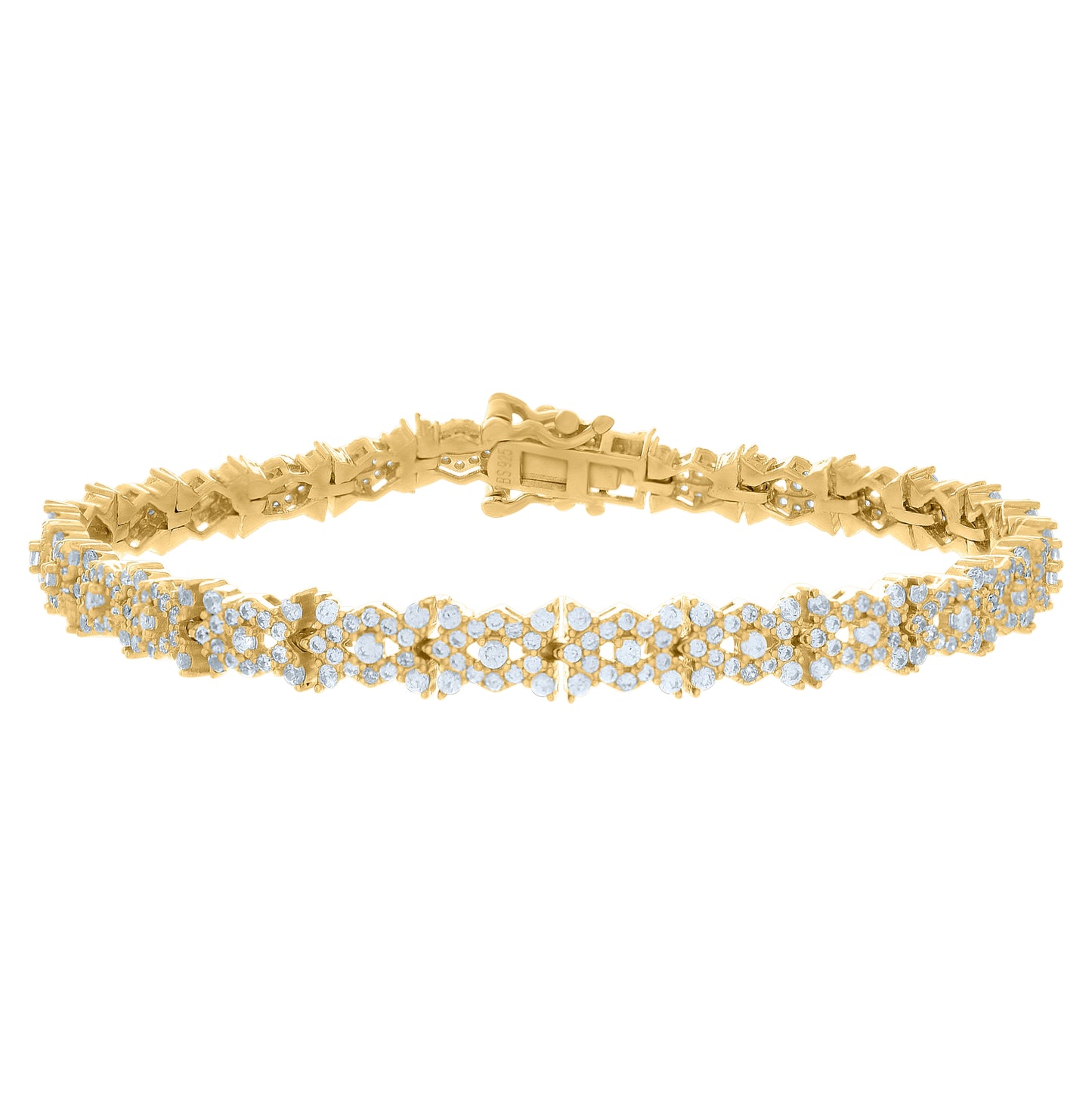 Sterling Silver Womens Cubic-Zirconia Fashion Link Bracelet Size 7 Inches