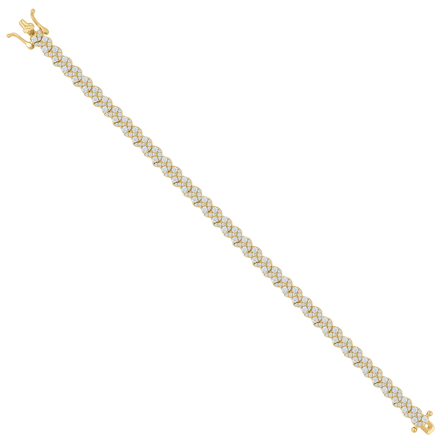 Sterling Silver Womens Cubic-Zirconia Fashion Link Bracelet Size 7 Inches