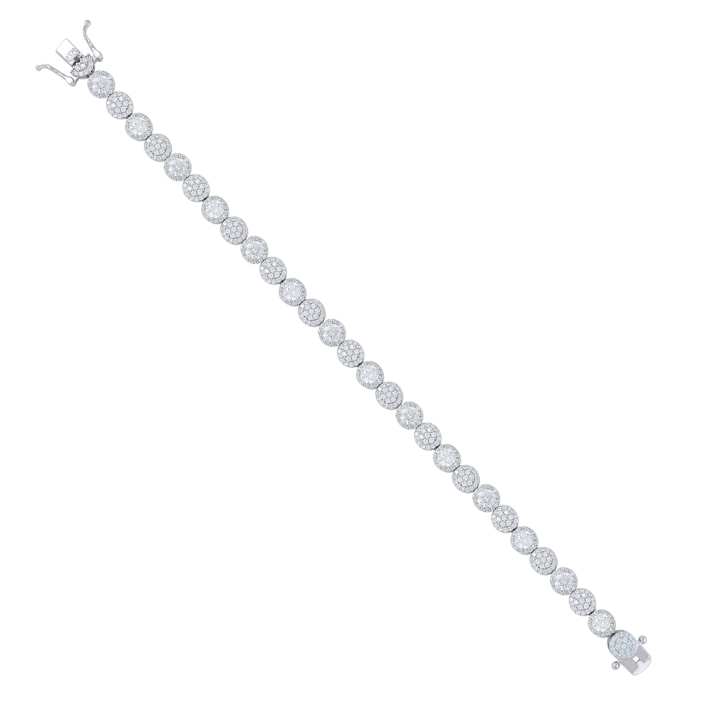 Sterling Silver Womens Cubic-Zirconia Fashion Link Bracelet Size 7 Inches