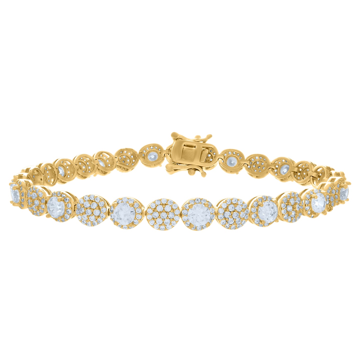 Sterling Silver Womens Cubic-Zirconia Fashion Link Bracelet Size 7 Inches