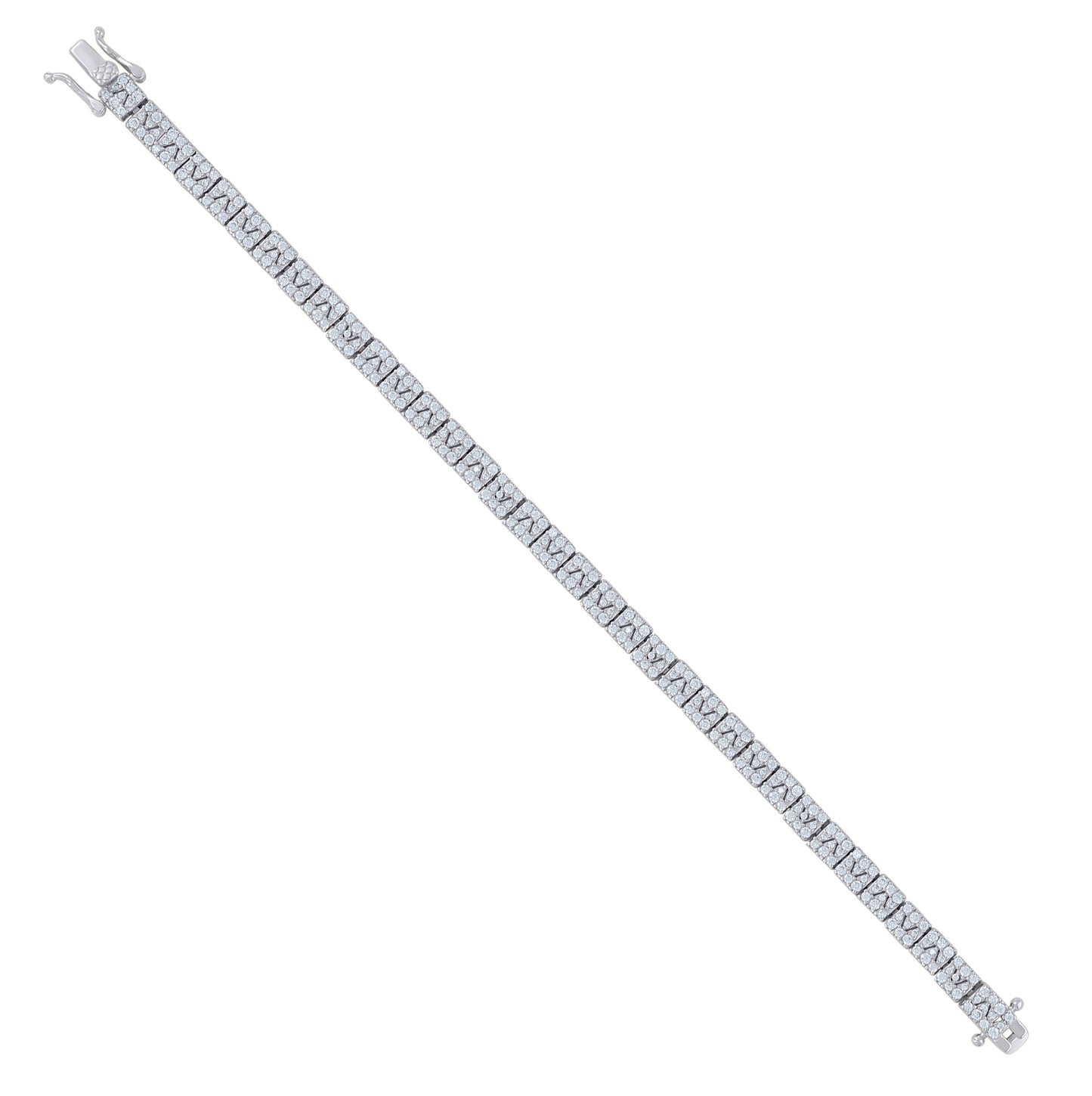 Sterling Silver Womens Cubic-Zirconia Fashion Link Bracelet Size 7 Inches