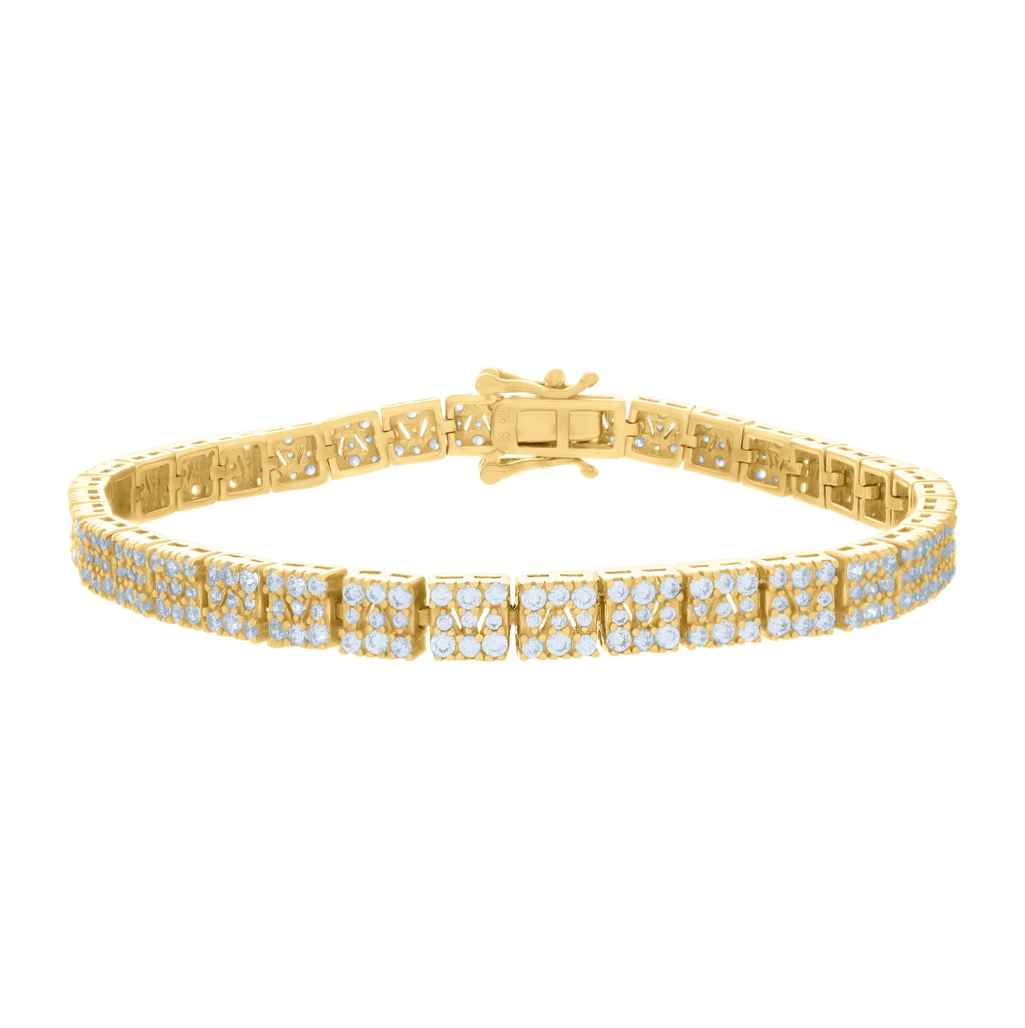 Sterling Silver Womens Cubic-Zirconia Fashion Link Bracelet Size 7 Inches