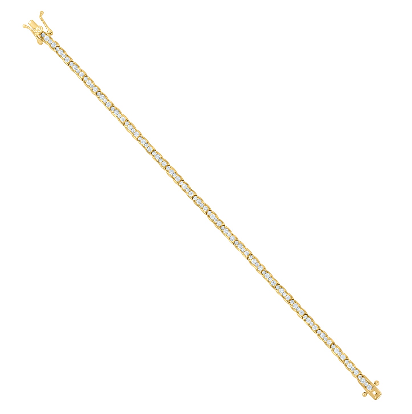 Sterling Silver Womens Cubic-Zirconia Fashion Link Bracelet Size 7 Inches