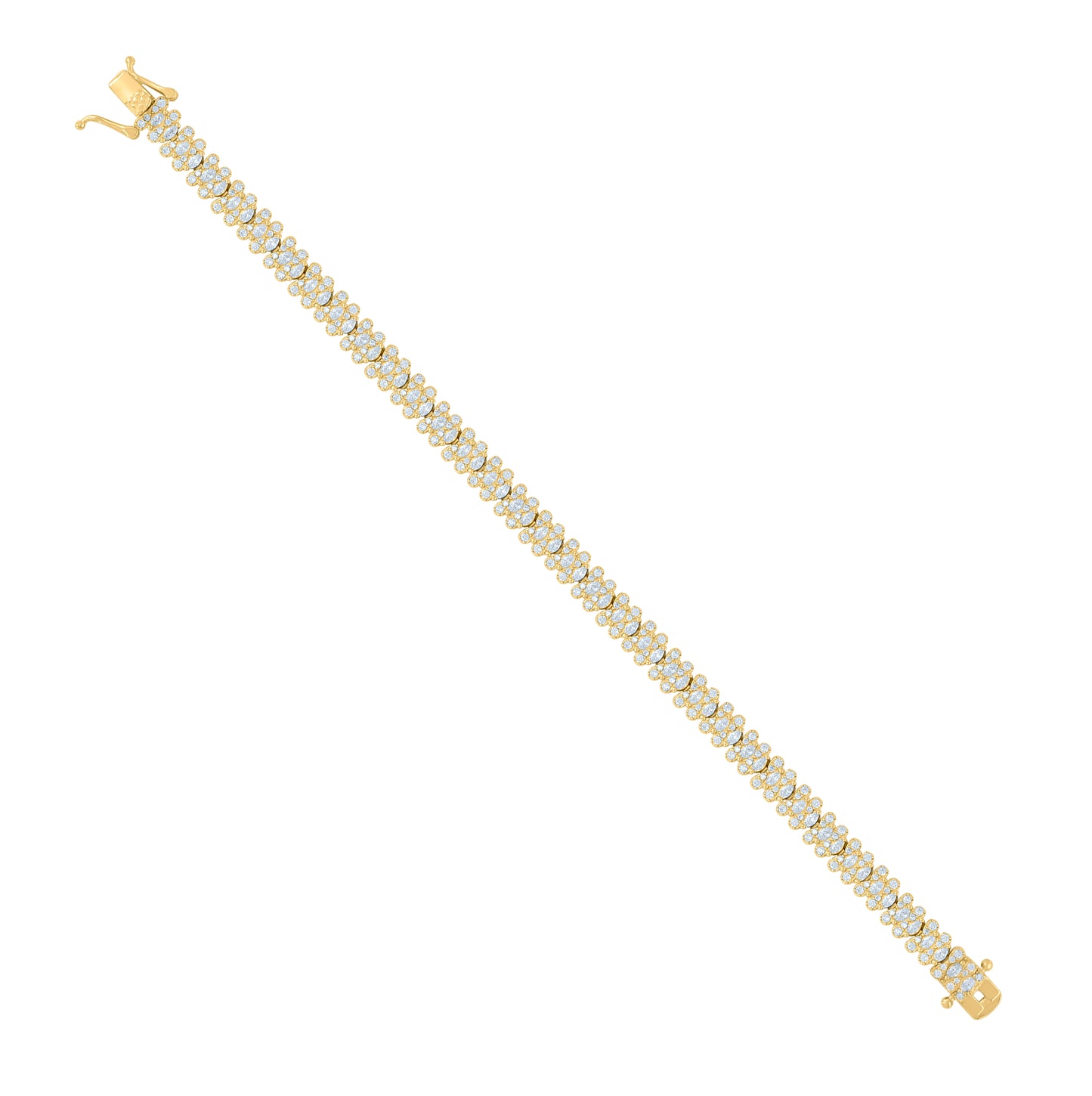 Sterling Silver Womens Marquise Round Cubic-Zirconia Fashion Link Bracelet Size 7 Inches