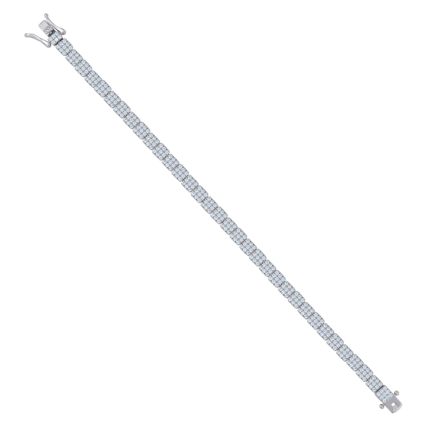 Sterling Silver Womens Cubic-Zirconia Fashion Link Bracelet Size 7 Inches