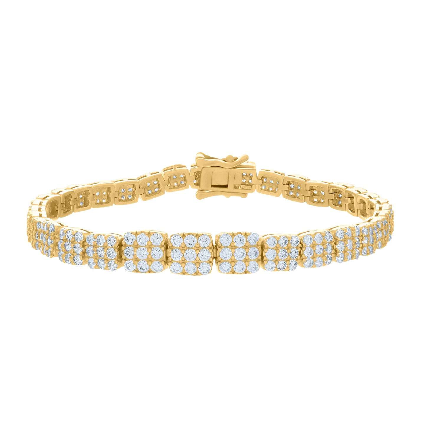 Sterling Silver Womens Cubic-Zirconia Fashion Link Bracelet Size 7 Inches