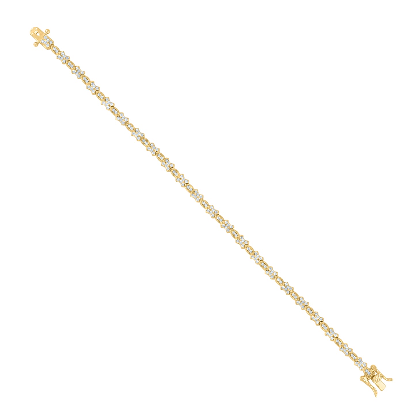 Sterling Silver Womens Cubic-Zirconia Fashion Link Bracelet Size 7 Inches