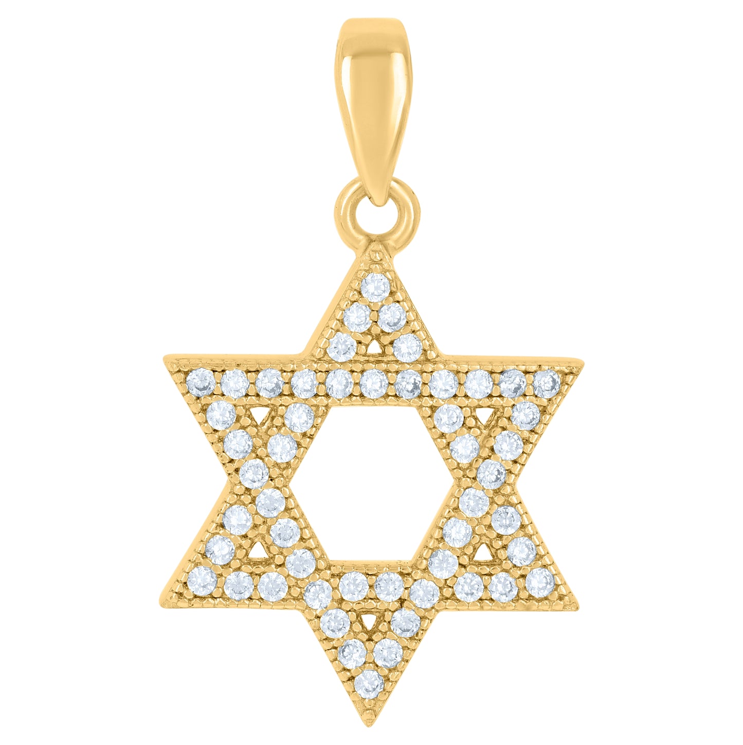 Sterling Silver Mens Cubic Zirconia Star Of David Religious Charm Pendant