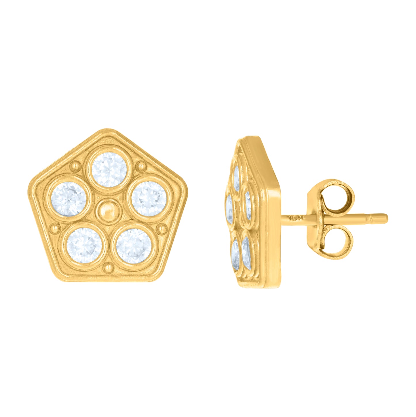 10K Yellow Gold Womens Cubic-Zirconia Fashion Stud Earrings