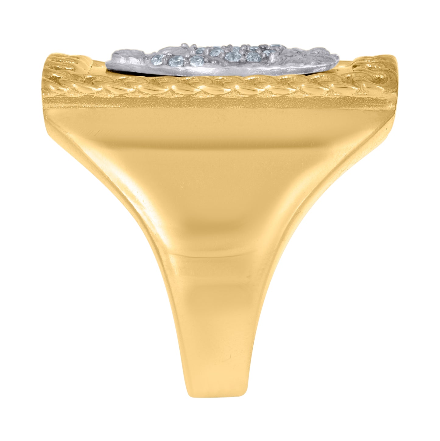 10K Two-Tone Gold Mens Cubic-Zirconia Guadalupe Religious Ring