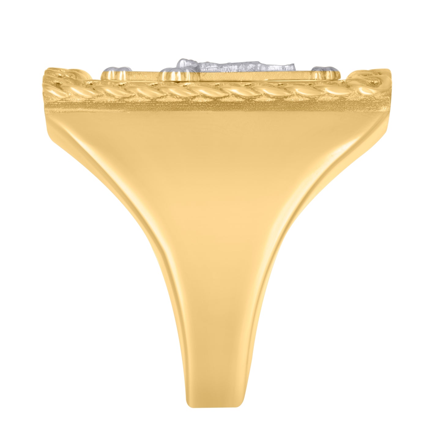 10K Two-Tone Gold Mens Crucifix Cross Religious Ring