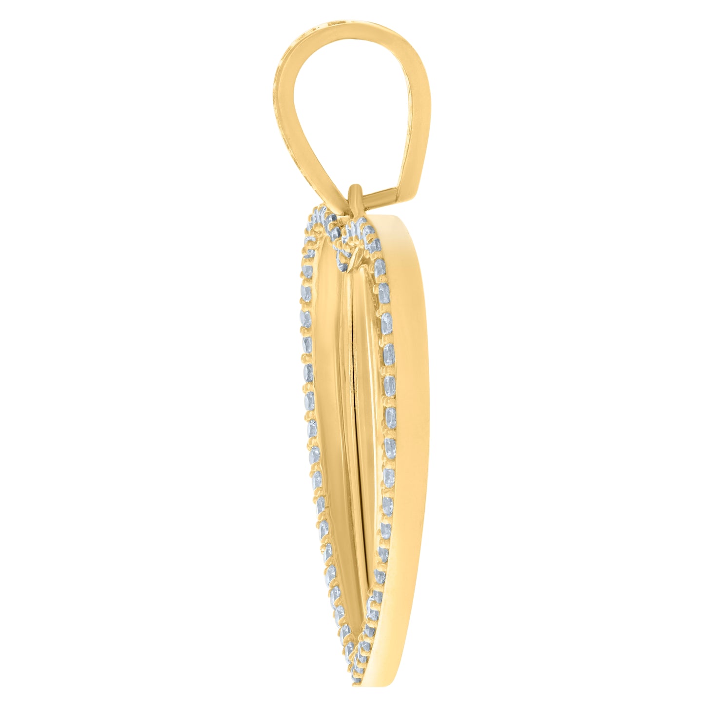 10K Yellow Gold Womens Cubic-Zirconia Heart Photo Frame Charm Pendant