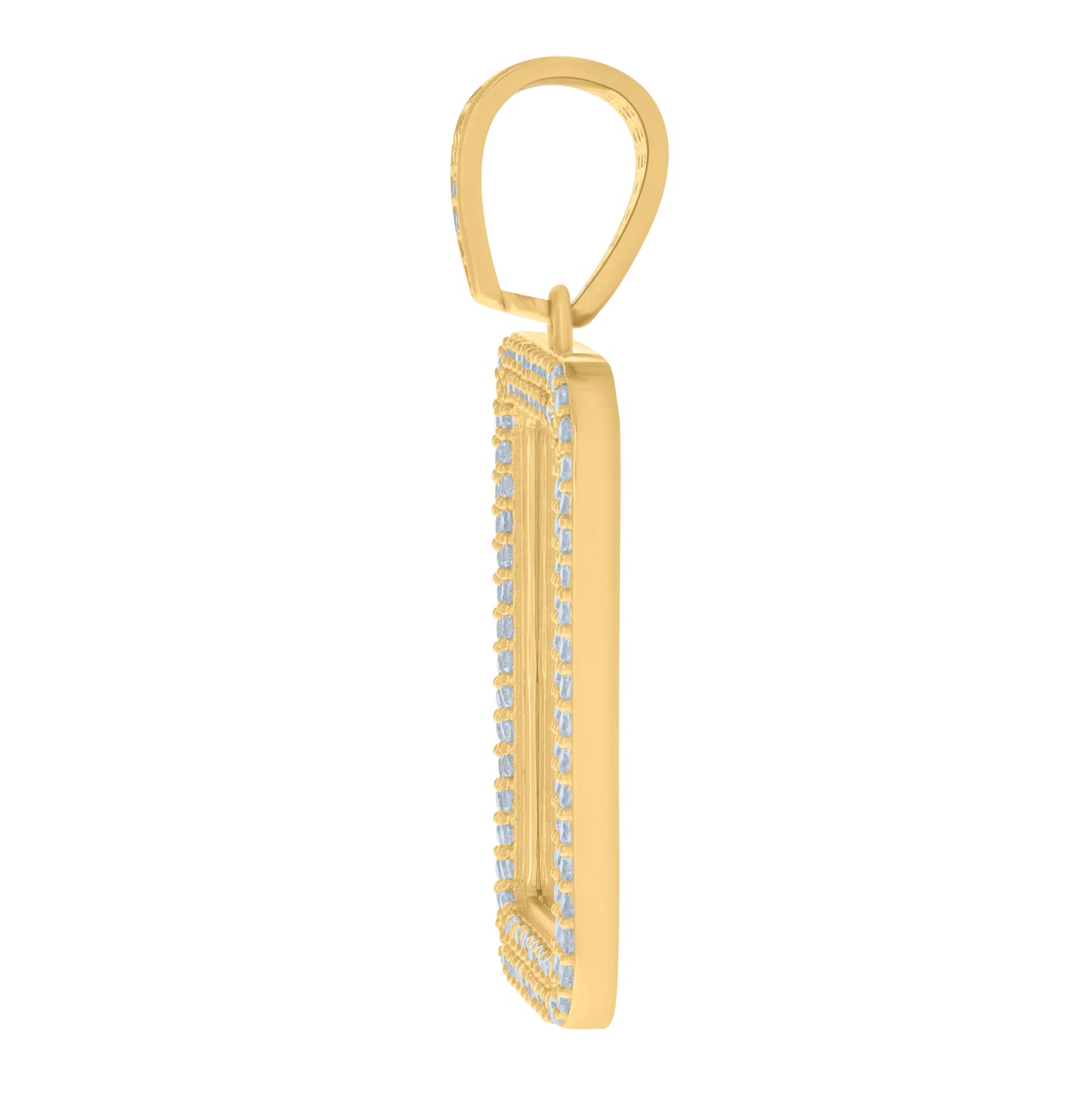 10K Yellow Gold Unisex Cubic-Zirconia Photo Frame Charm Pendant