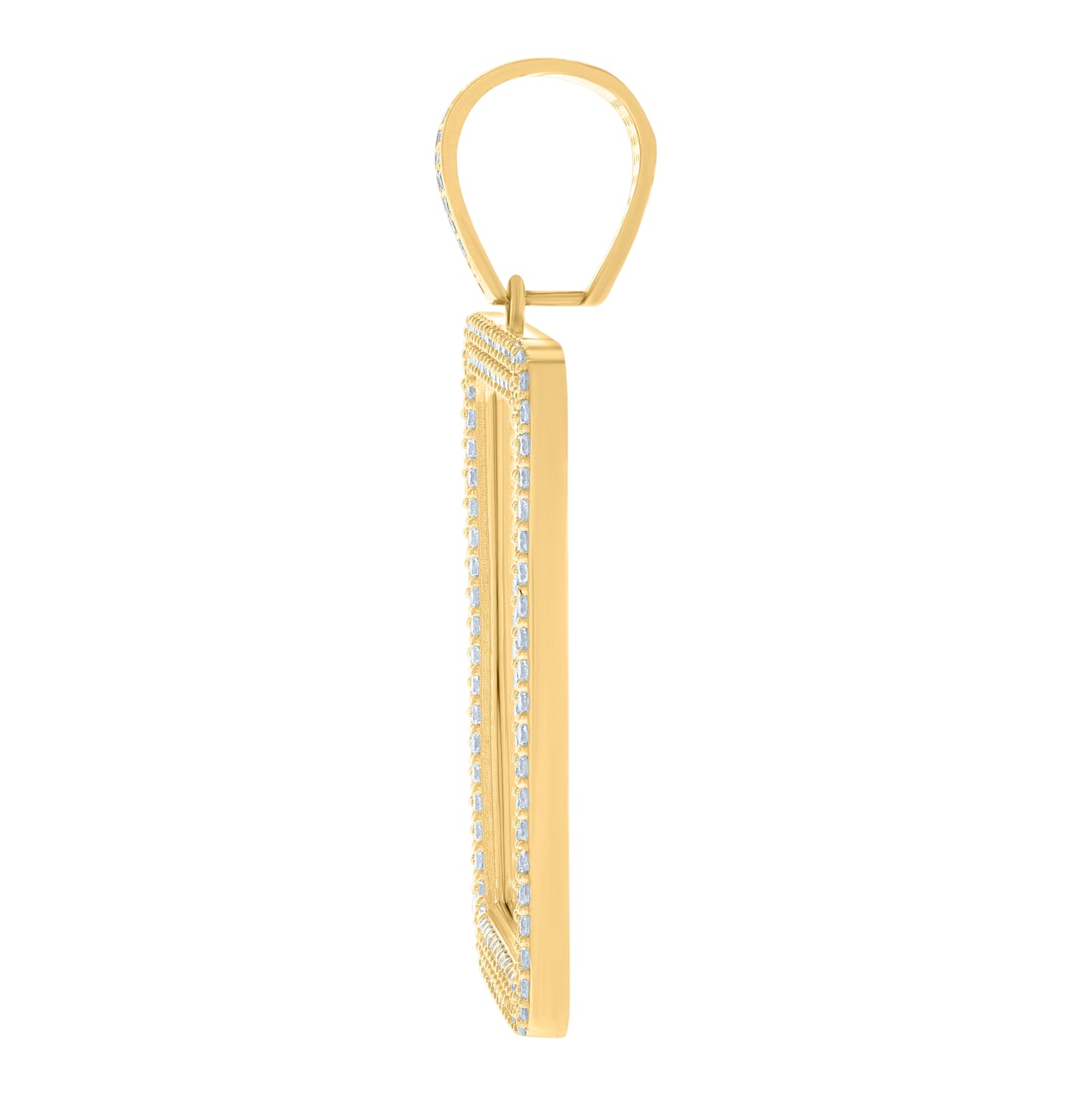 10K Yellow Gold Unisex Cubic-Zirconia Photo Frame Charm Pendant