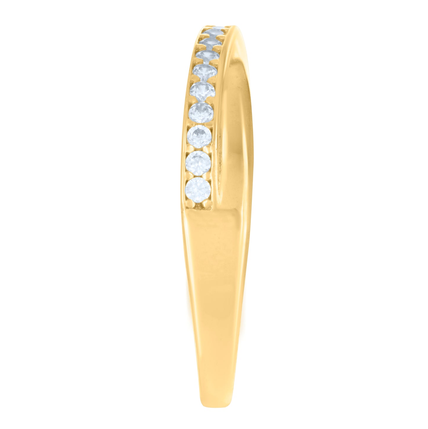 14K Yellow Gold Womens Cubic-Zirconia Single Row Fashion Ring