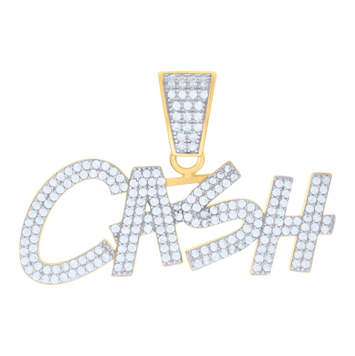 Sterling Silver Yellow-Tone Mens CASH Fashion Charm Pendant