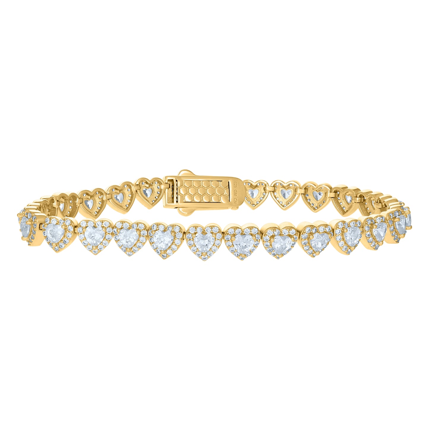 Sterling Silver Womens Cubic-Zirconia Heart Tennis Bracelet