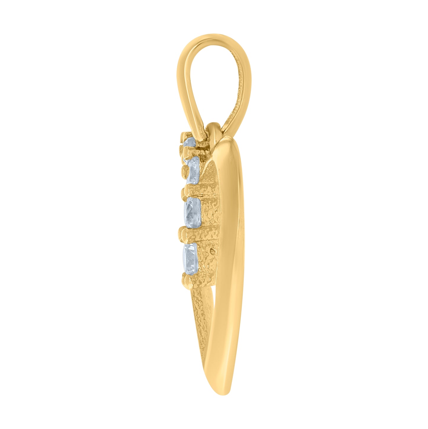 10K Yellow Gold Womens Cubic-Zirconia Heart Charm Pendant