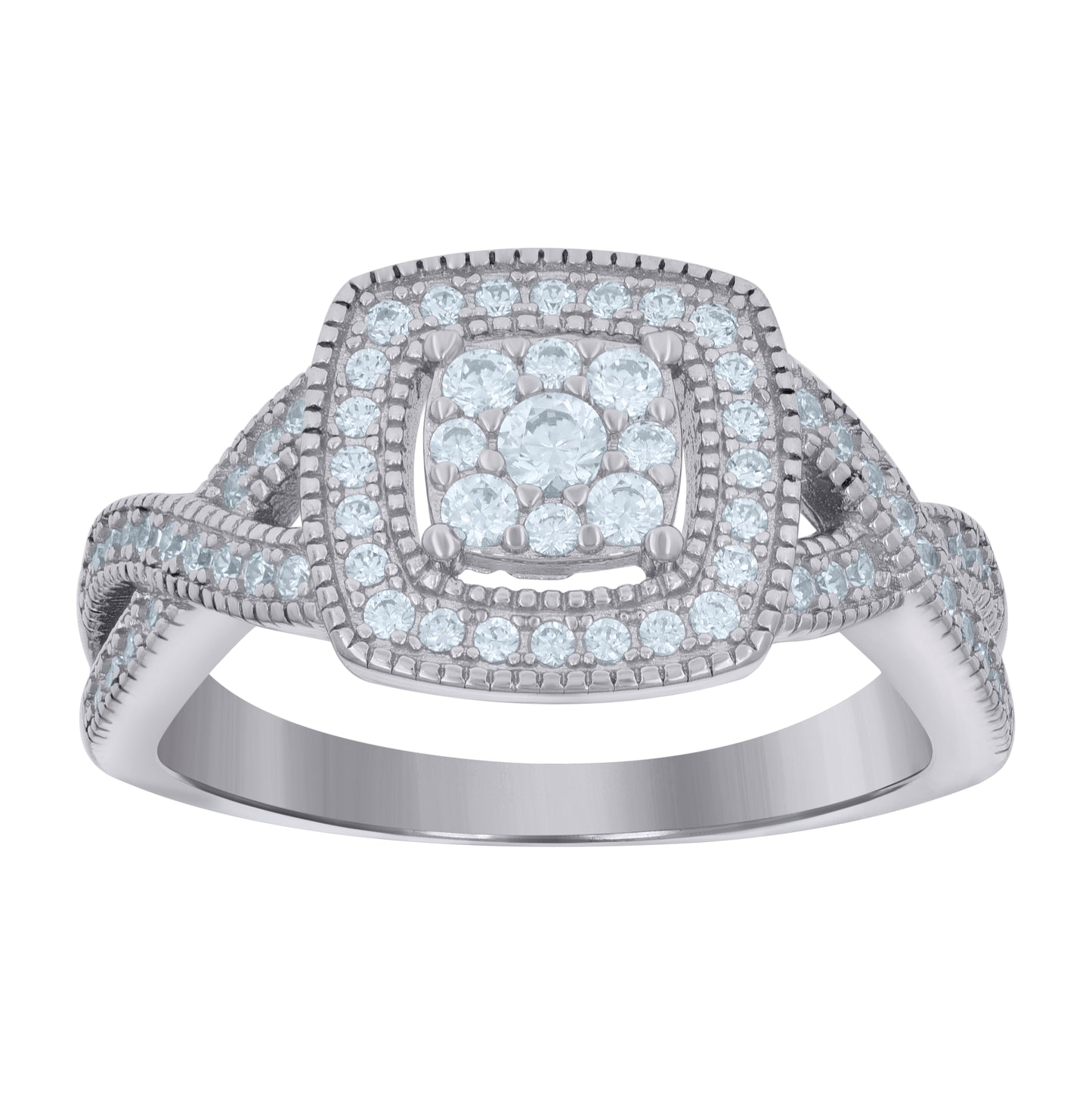 Sterling Silver Women's Cubic-Zirconia Bridal Anniversary Engagement Wedding Ring