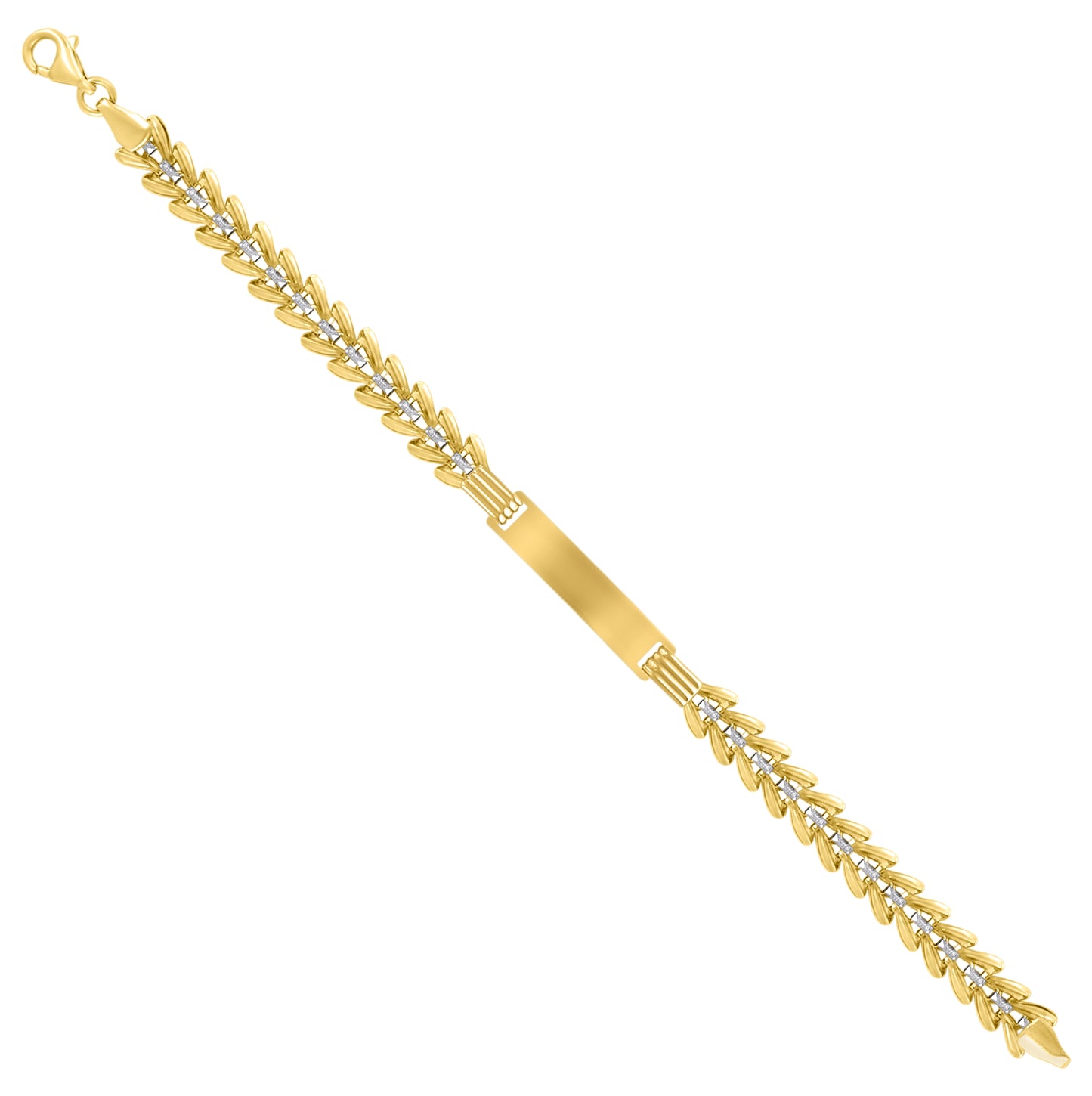 14K Two-tone Gold Womens Fashion Link ID Bracelet Size 6 Inches