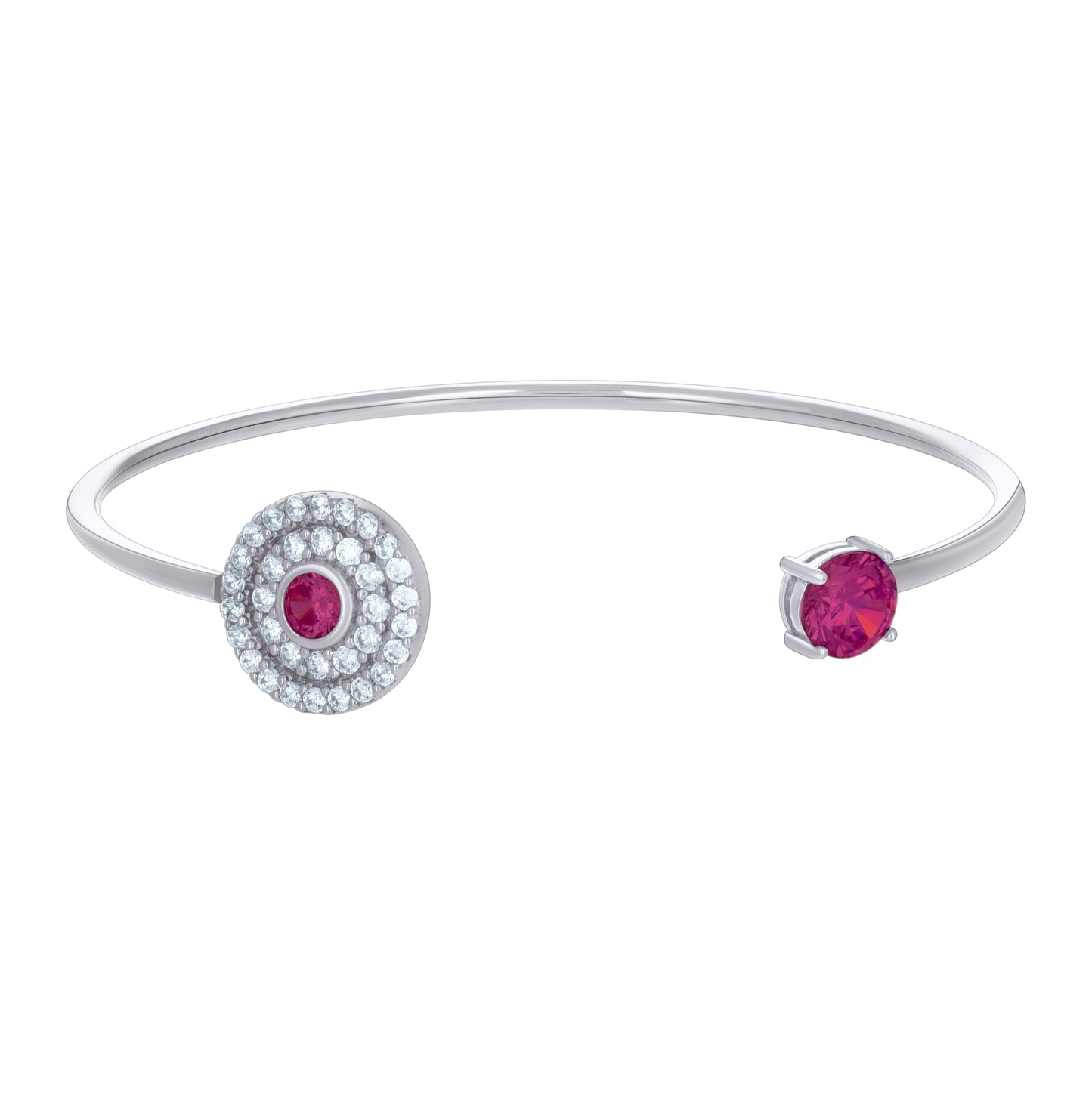 Sterling Silver Womens Cubic-Zirconia Fashion Cuff Bangle