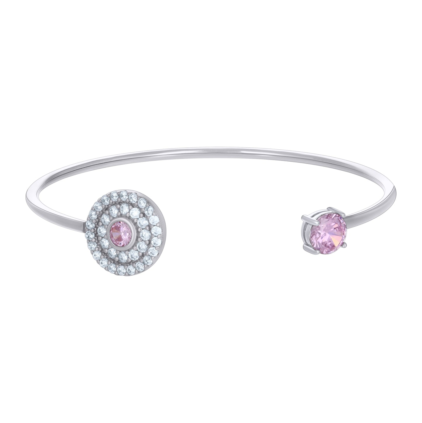 Sterling Silver Womens Cubic-Zirconia Fashion Cuff Bangle