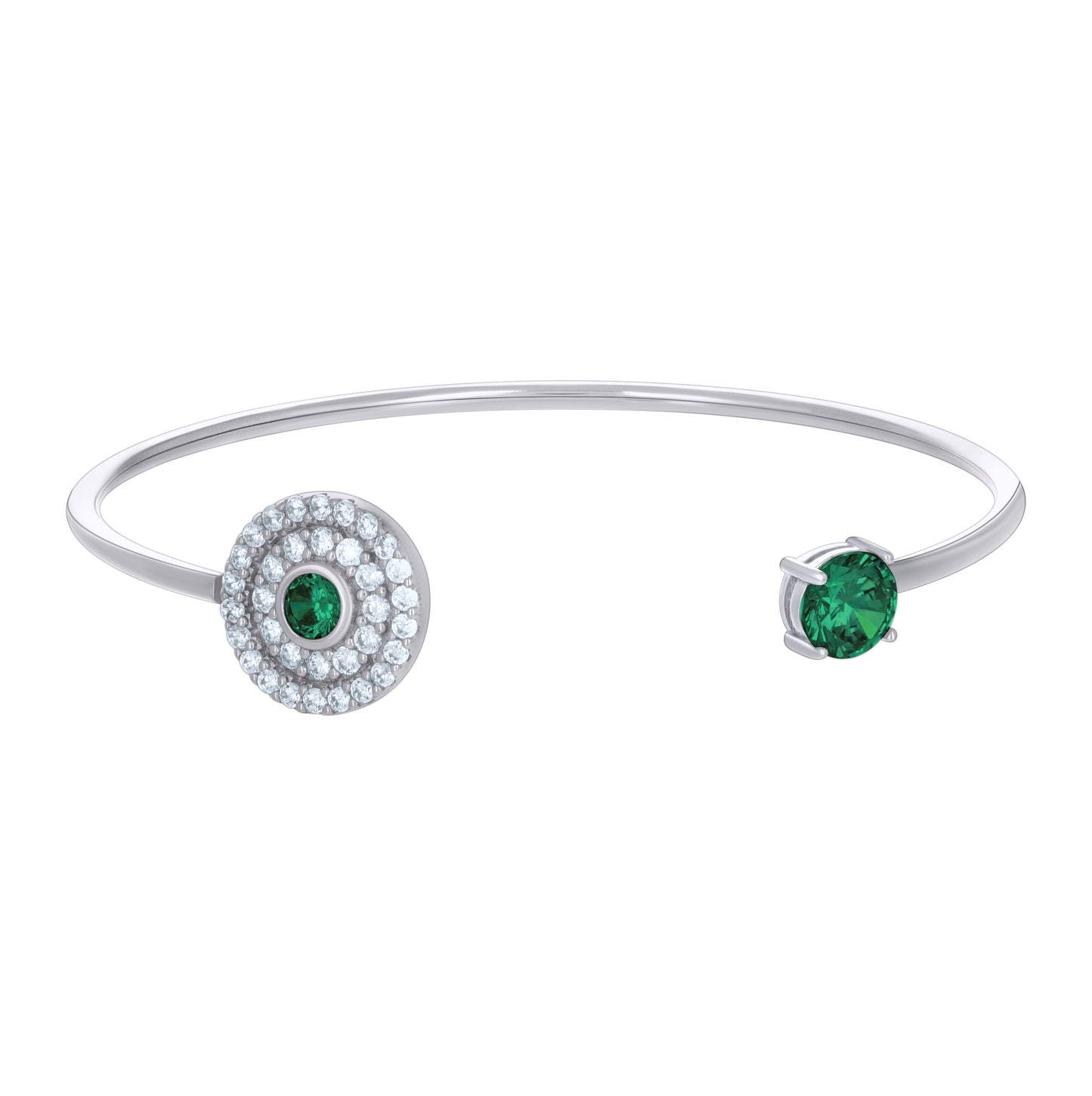 Sterling Silver Womens Cubic-Zirconia Fashion Cuff Bangle