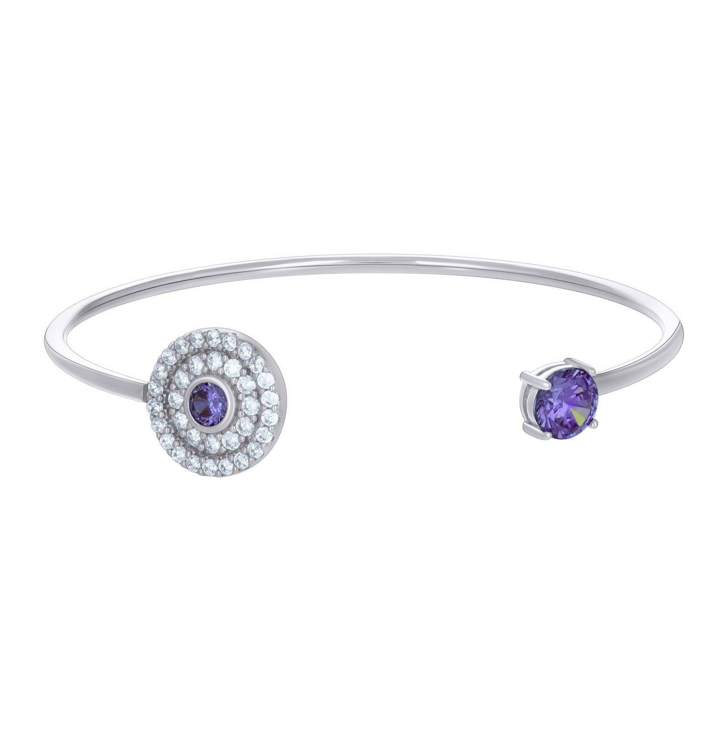 Sterling Silver Womens Cubic-Zirconia Fashion Cuff Bangle
