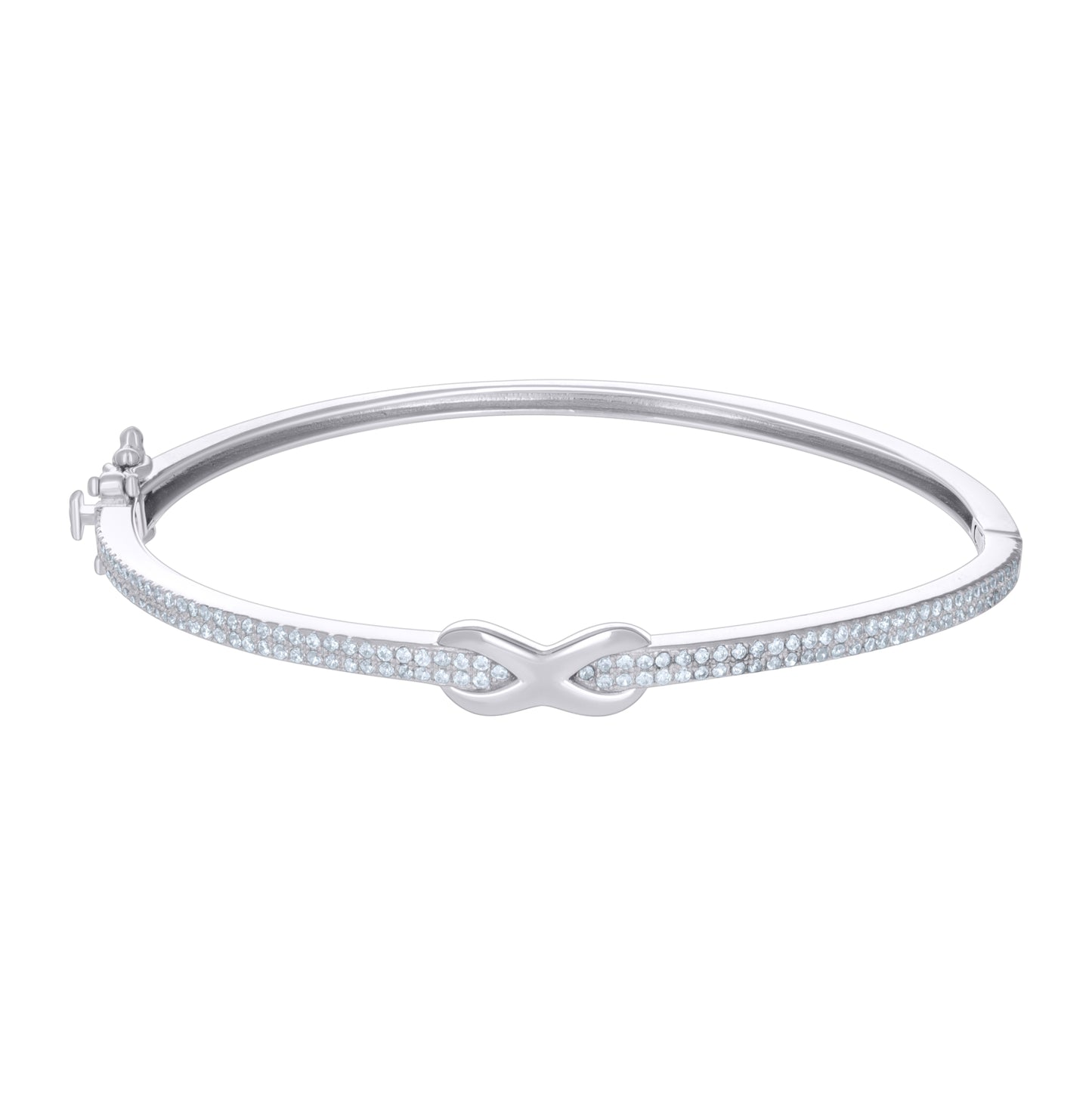 Sterling Silver Womens Cubic-Zirconia Infinity Love Bangle