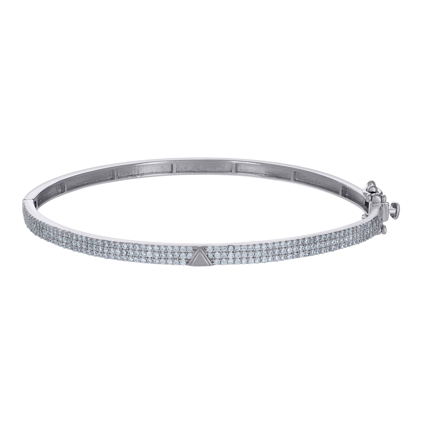 Sterling Silver Womens Cubic-Zirconia Fashion Bangle
