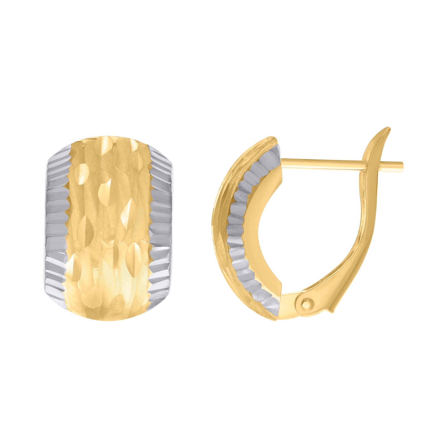 14K Two-tone Gold Womens Fashion Latch Back Earrings