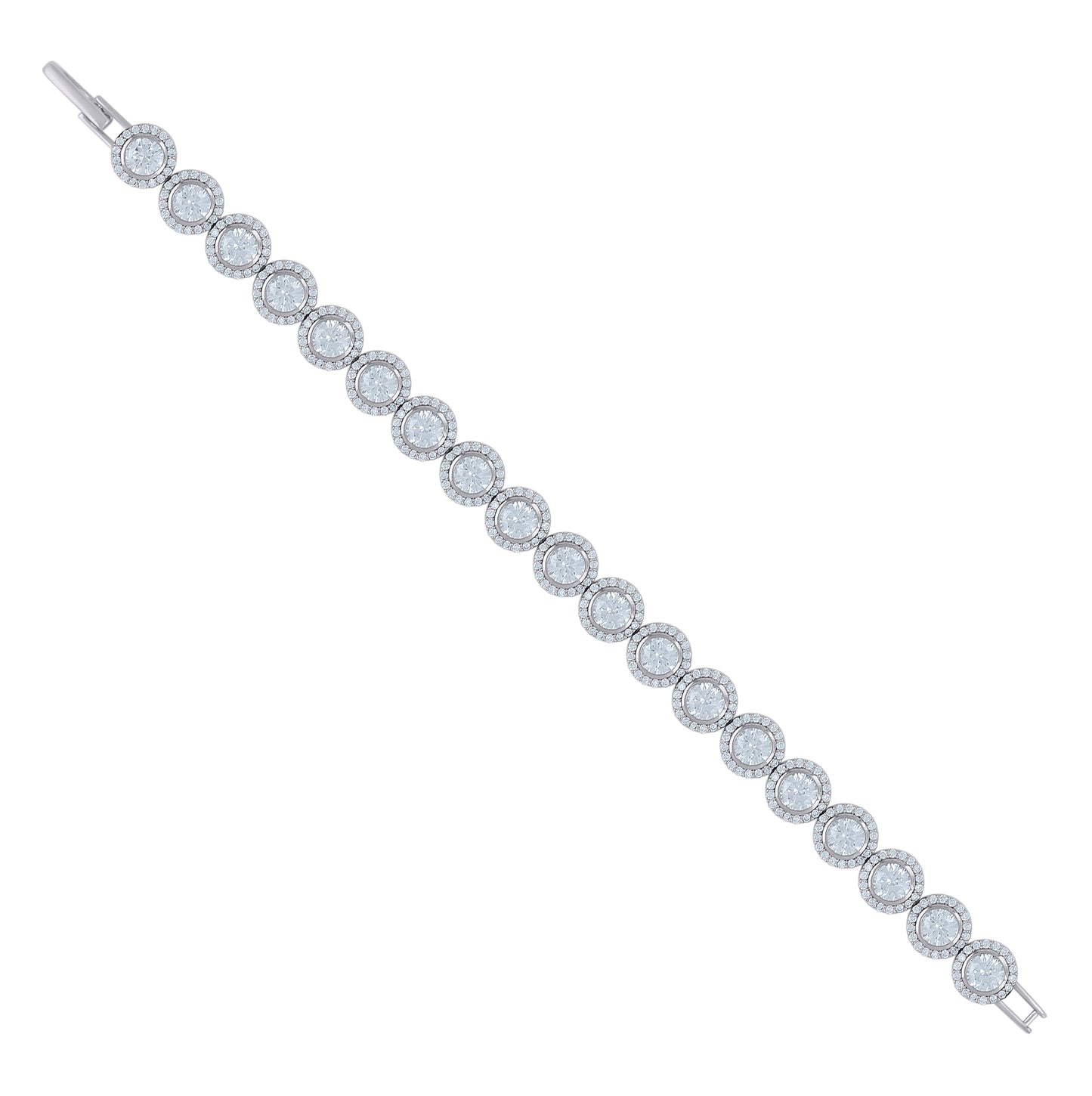 Sterling Silver Womens Cubic-Zirconia Link Fashion Bracelet Size 7 Inches