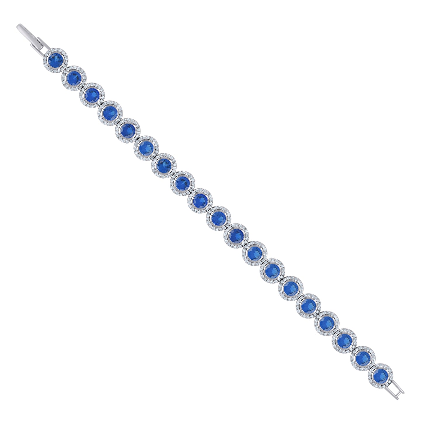 Sterling Silver Womens Cubic-Zirconia Link Fashion Bracelet Size 7 Inches