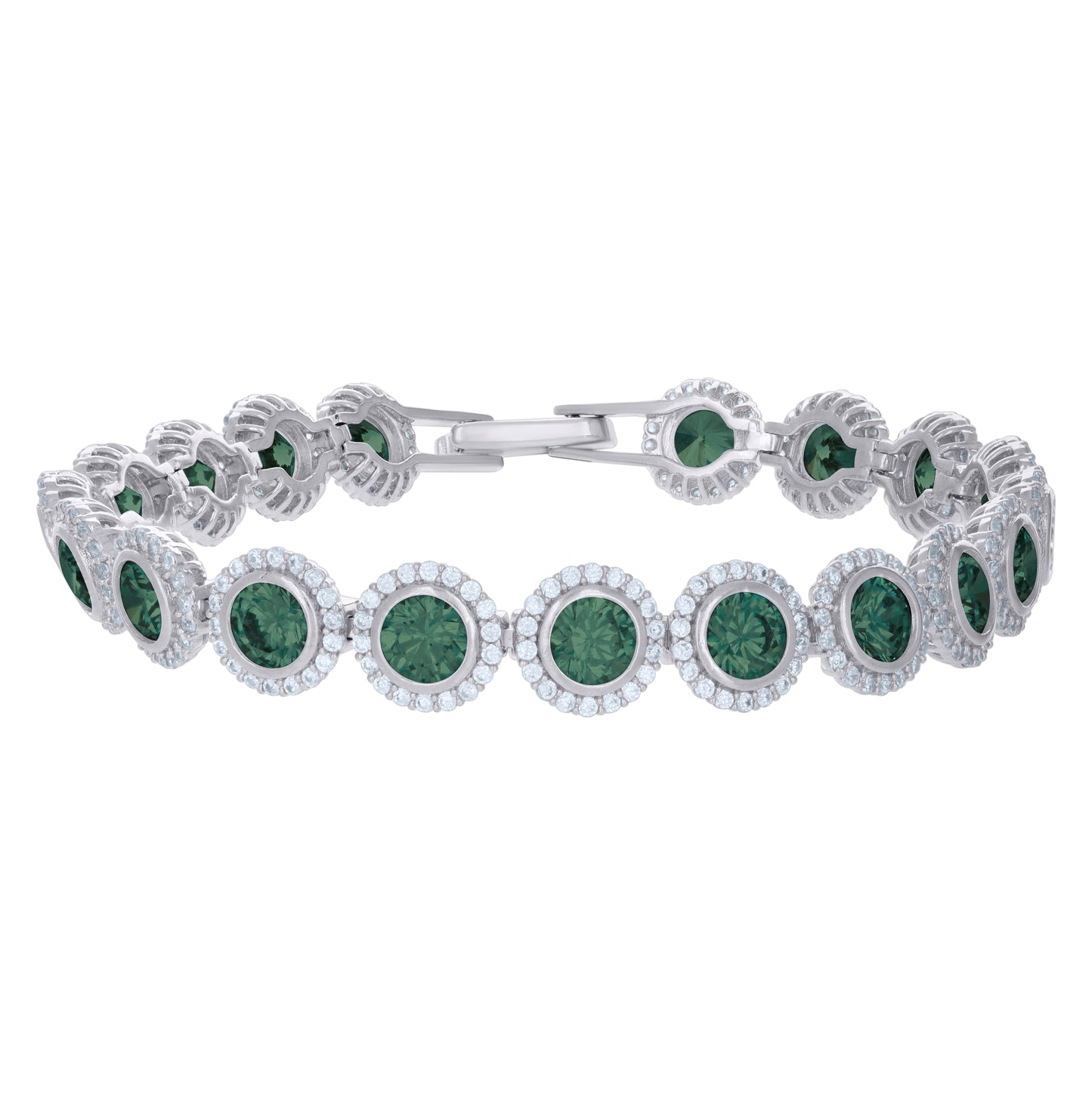 Sterling Silver Womens Cubic-Zirconia Link Fashion Bracelet Size 7 Inches