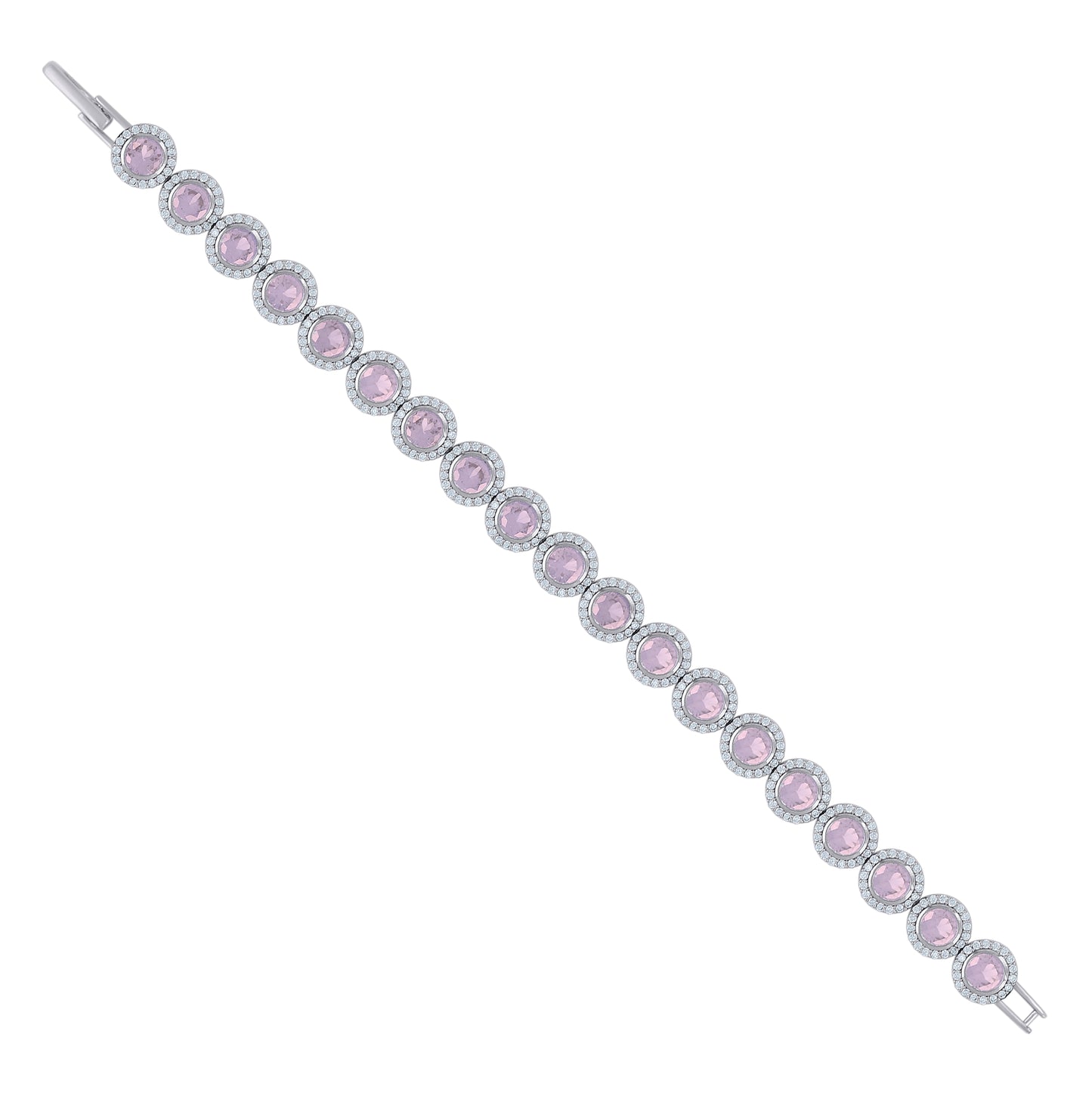 Sterling Silver Womens Cubic-Zirconia Link Fashion Bracelet Size 7 Inches