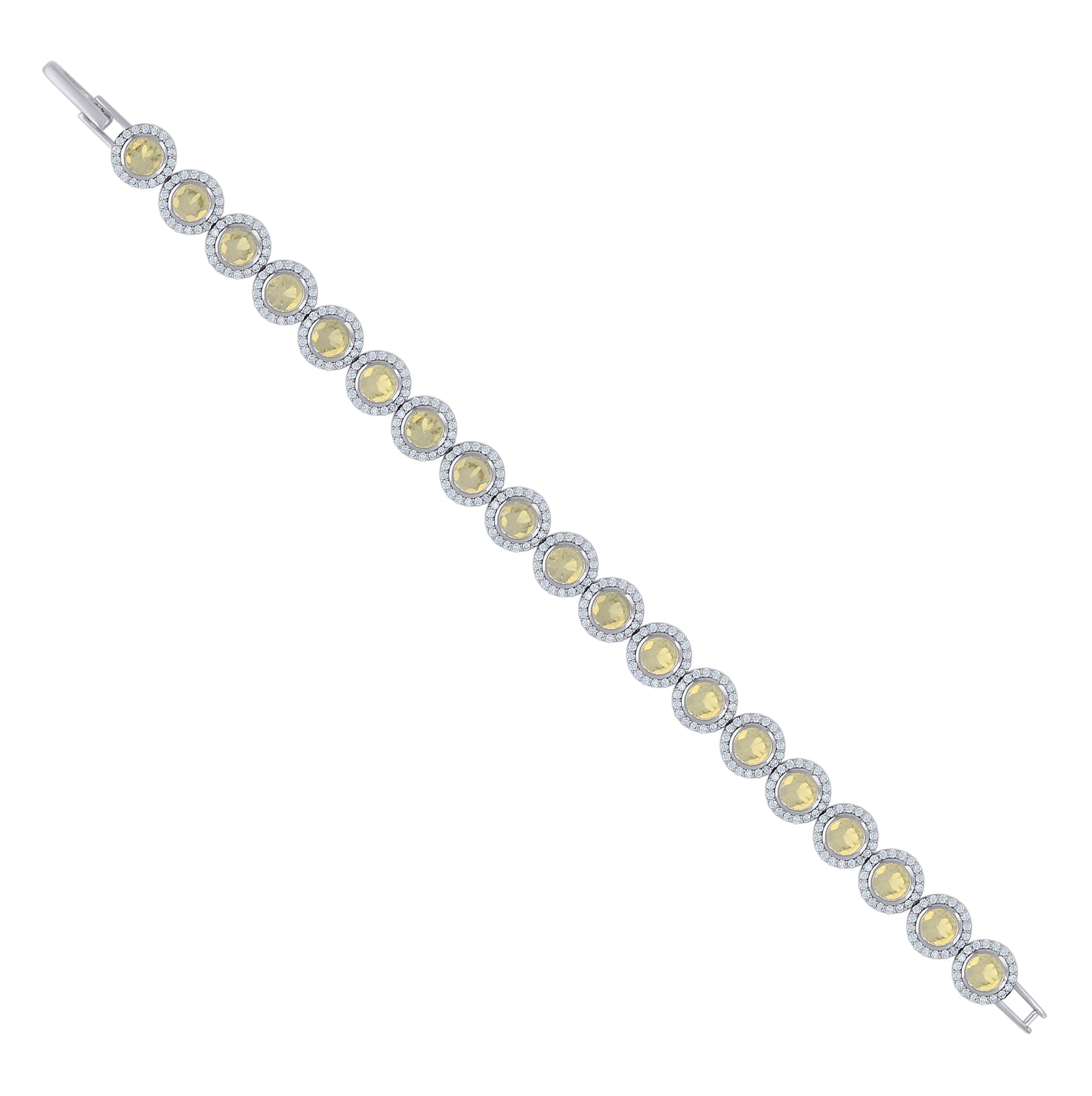 Sterling Silver Womens Cubic-Zirconia Link Fashion Bracelet Size 7 Inches