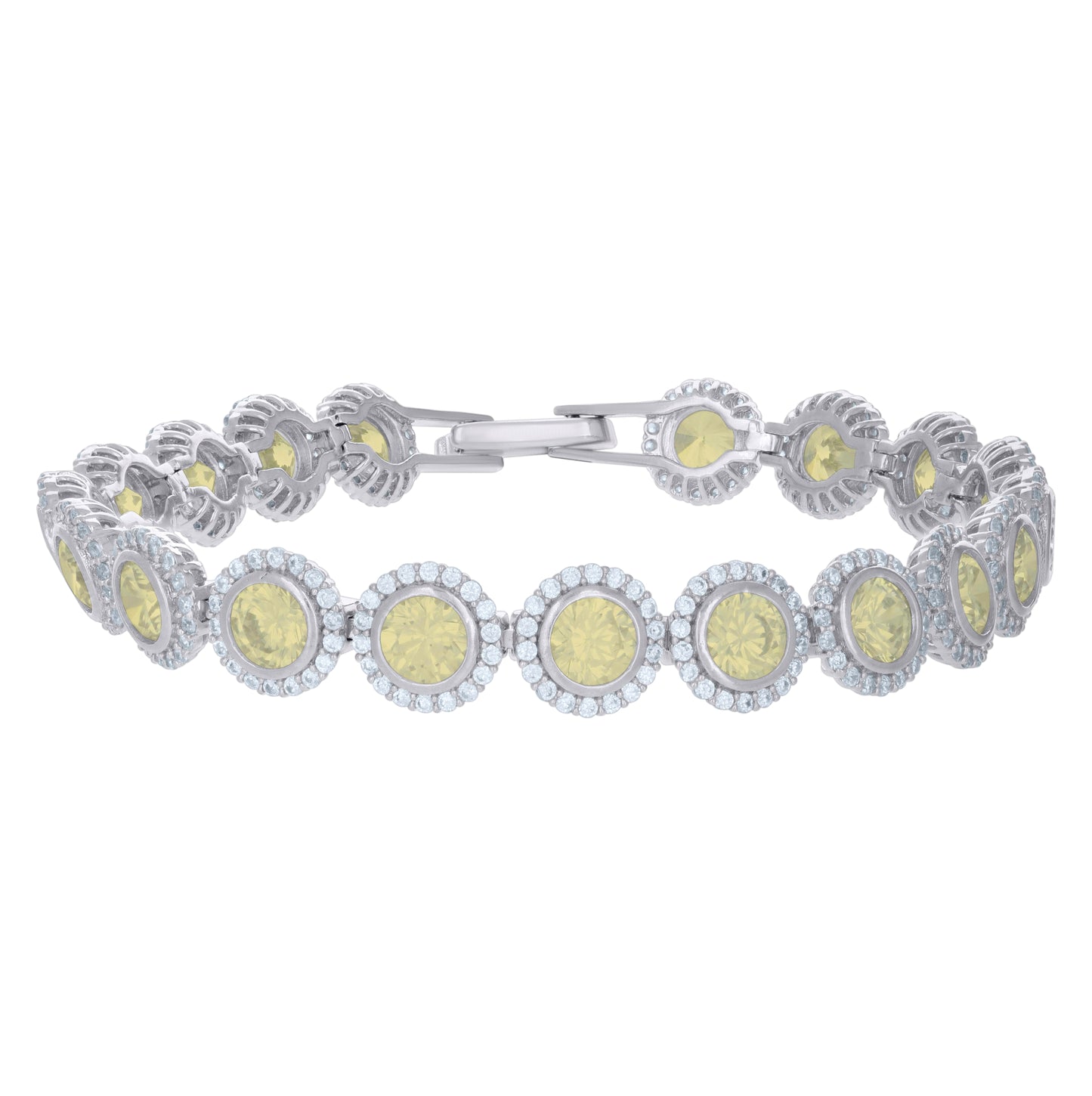 Sterling Silver Womens Cubic-Zirconia Link Fashion Bracelet Size 7 Inches