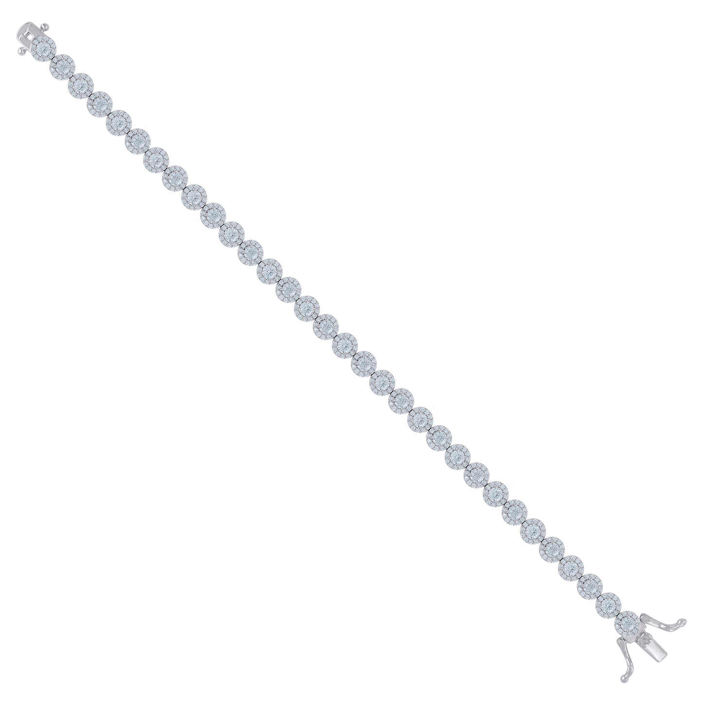 Sterling Silver Womens Cubic-Zirconia Link Fashion Bracelet Size 7 Inches