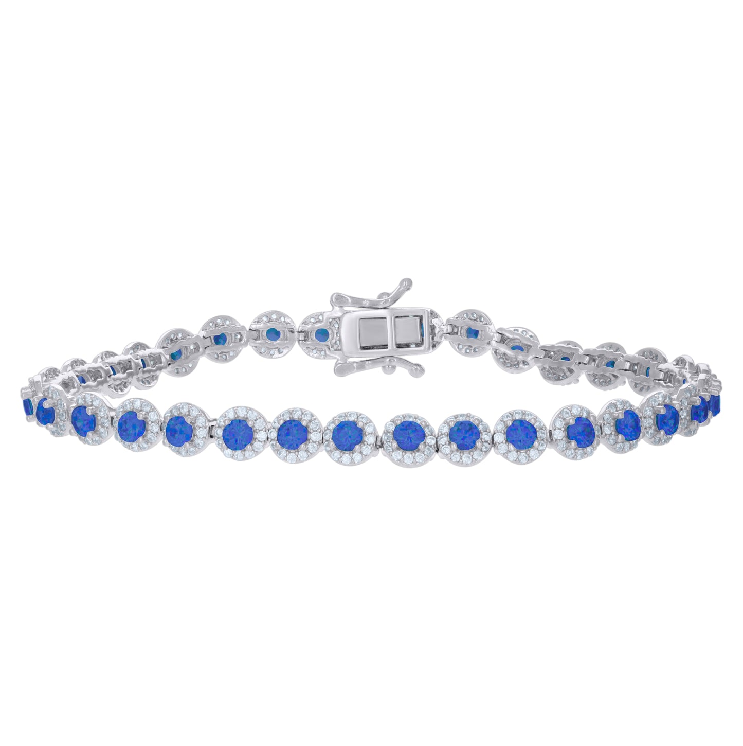 Sterling Silver Womens Cubic-Zirconia Link Fashion Bracelet Size 7 Inches
