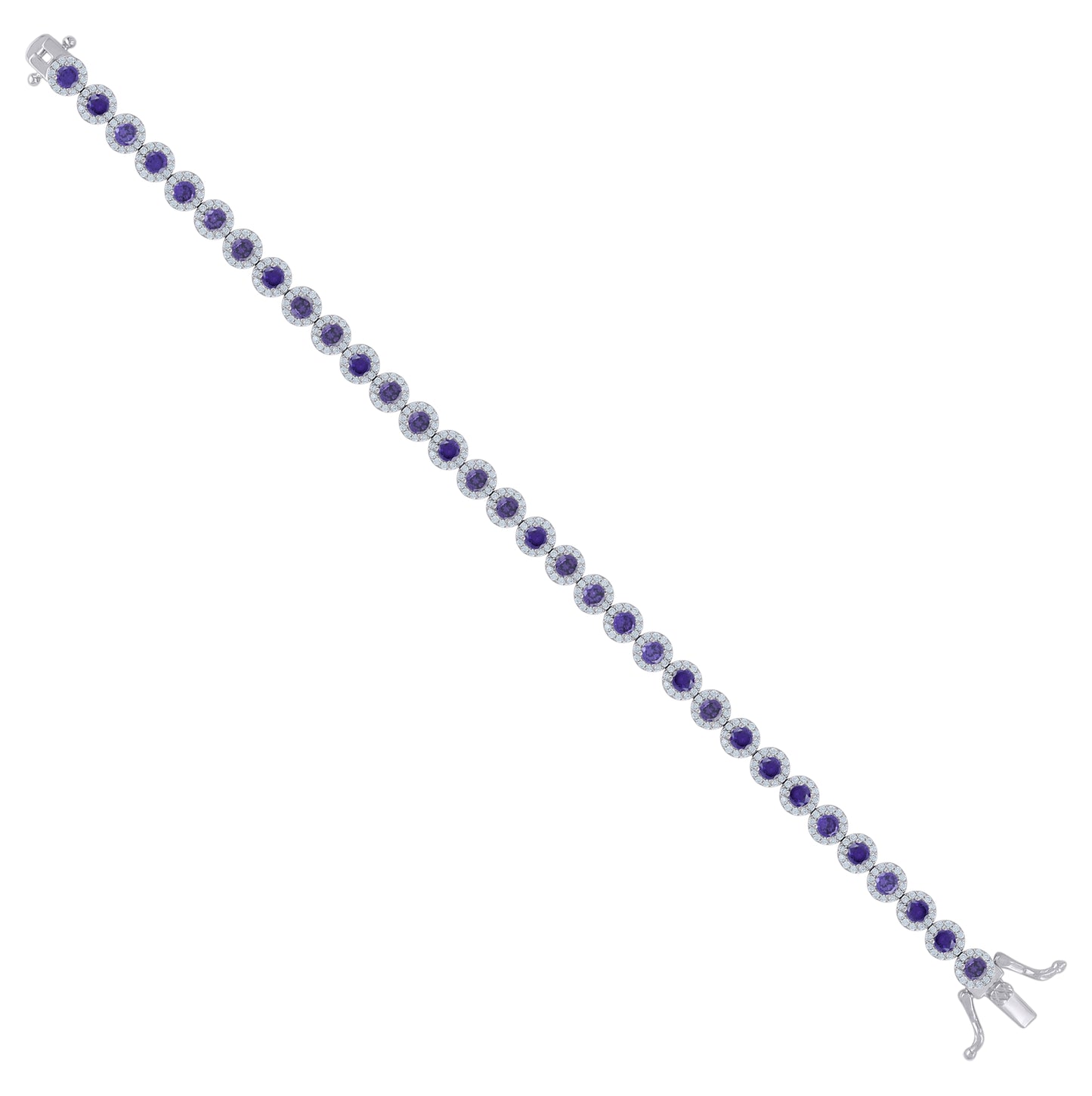 Sterling Silver Womens Cubic-Zirconia Link Fashion Bracelet Size 7 Inches