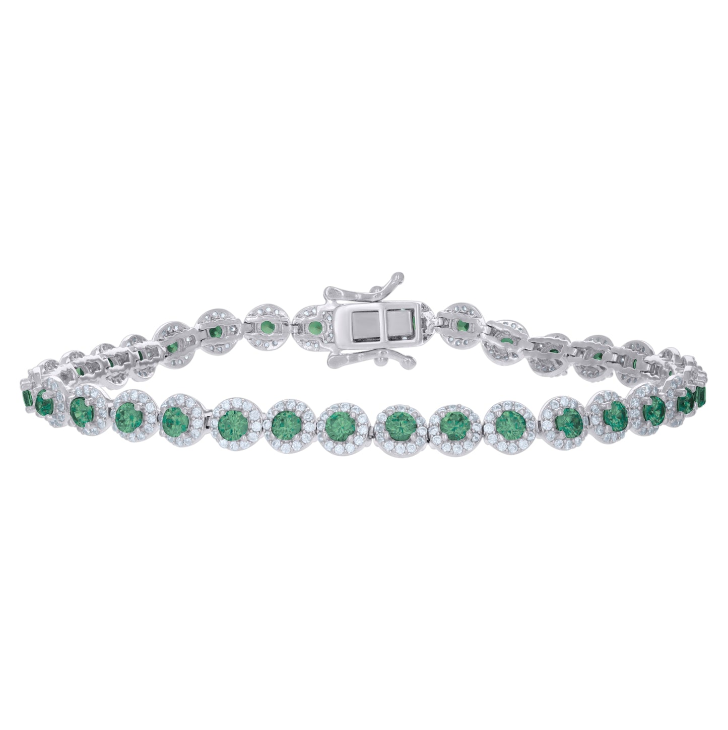 Sterling Silver Womens Cubic-Zirconia Link Fashion Bracelet Size 7 Inches