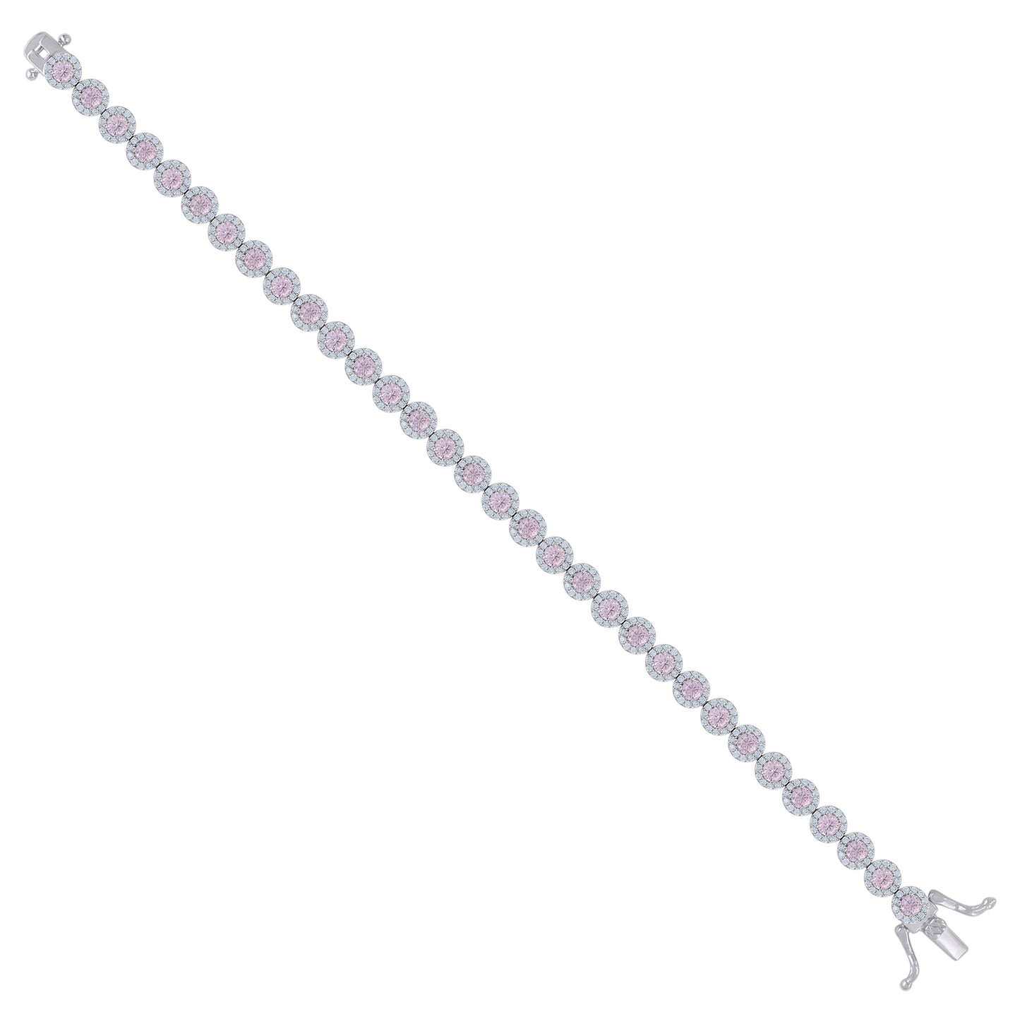 Sterling Silver Womens Cubic-Zirconia Link Fashion Bracelet Size 7 Inches