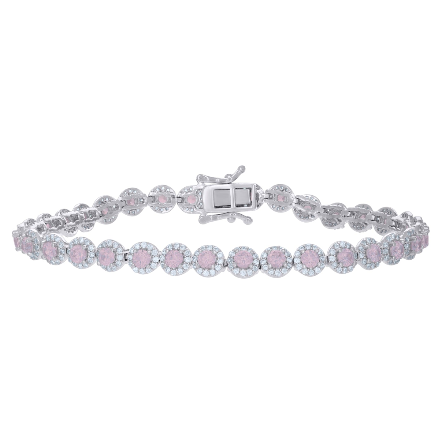 Sterling Silver Womens Cubic-Zirconia Link Fashion Bracelet Size 7 Inches