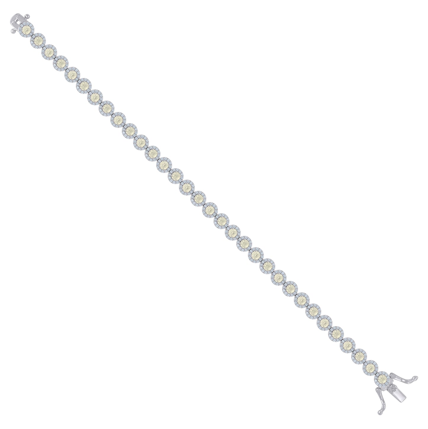 Sterling Silver Womens Cubic-Zirconia Link Fashion Bracelet Size 7 Inches