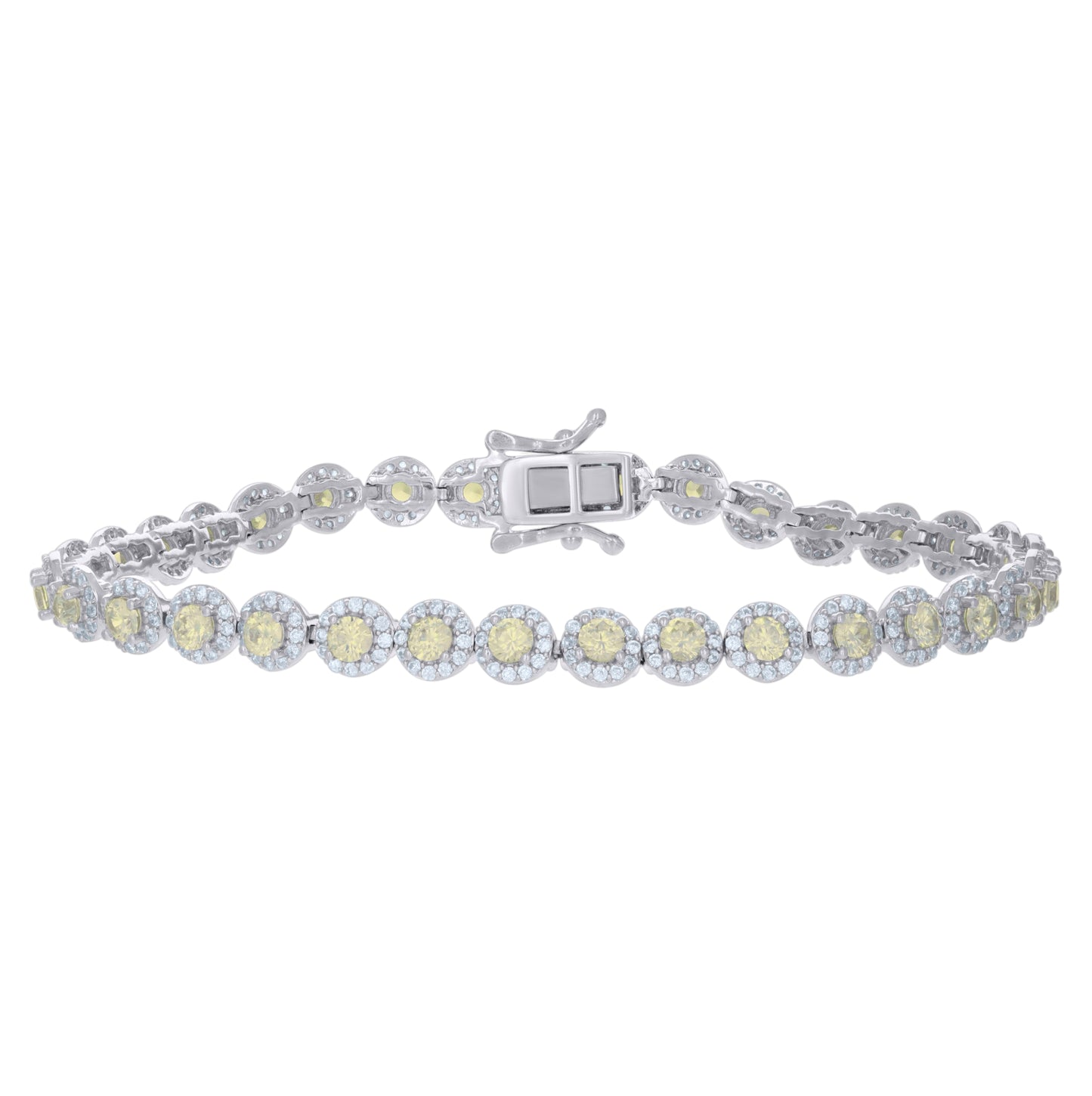 Sterling Silver Womens Cubic-Zirconia Link Fashion Bracelet Size 7 Inches