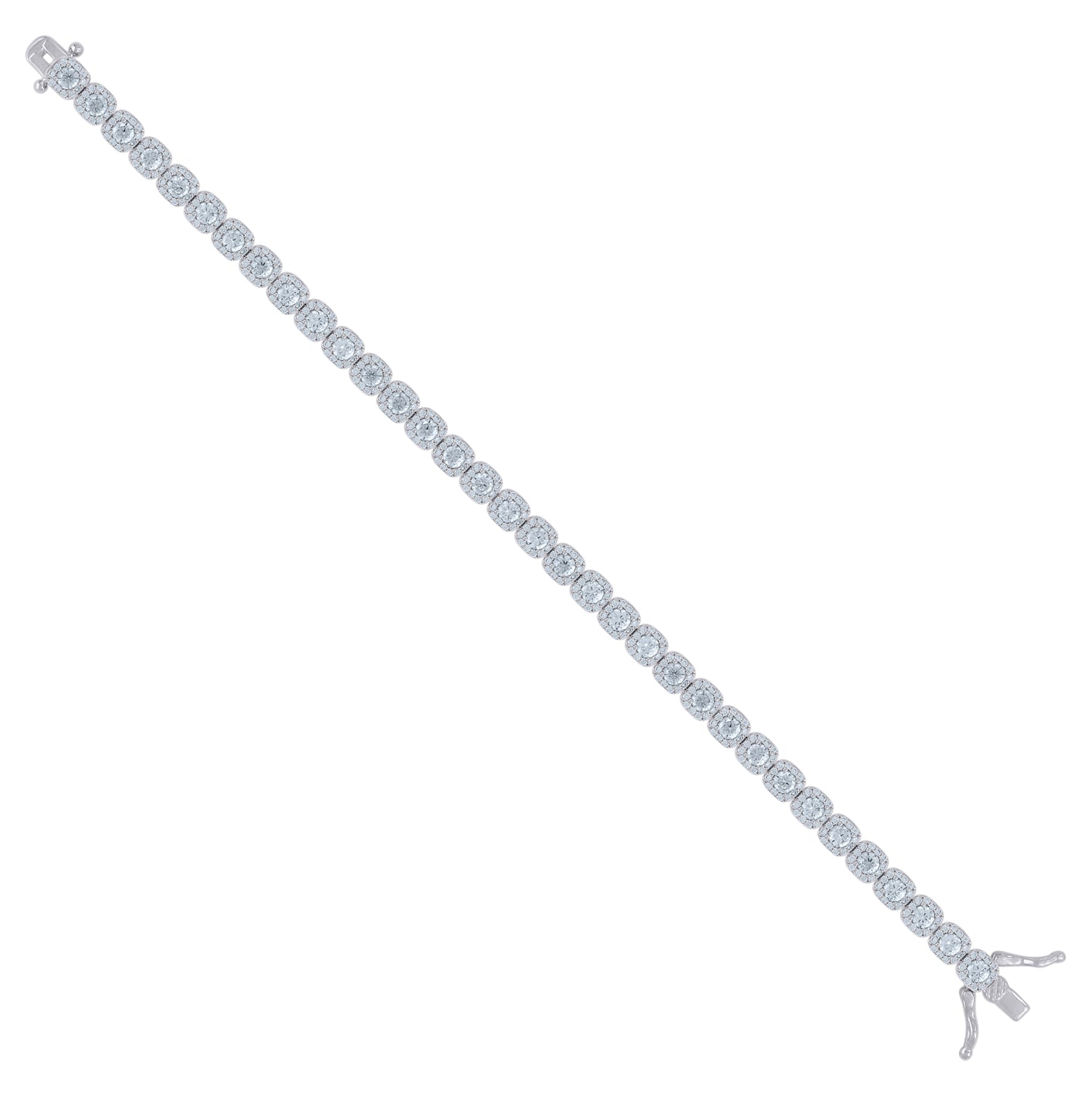 Sterling Silver Womens Cubic-Zirconia Link Fashion Bracelet Size 7 Inches